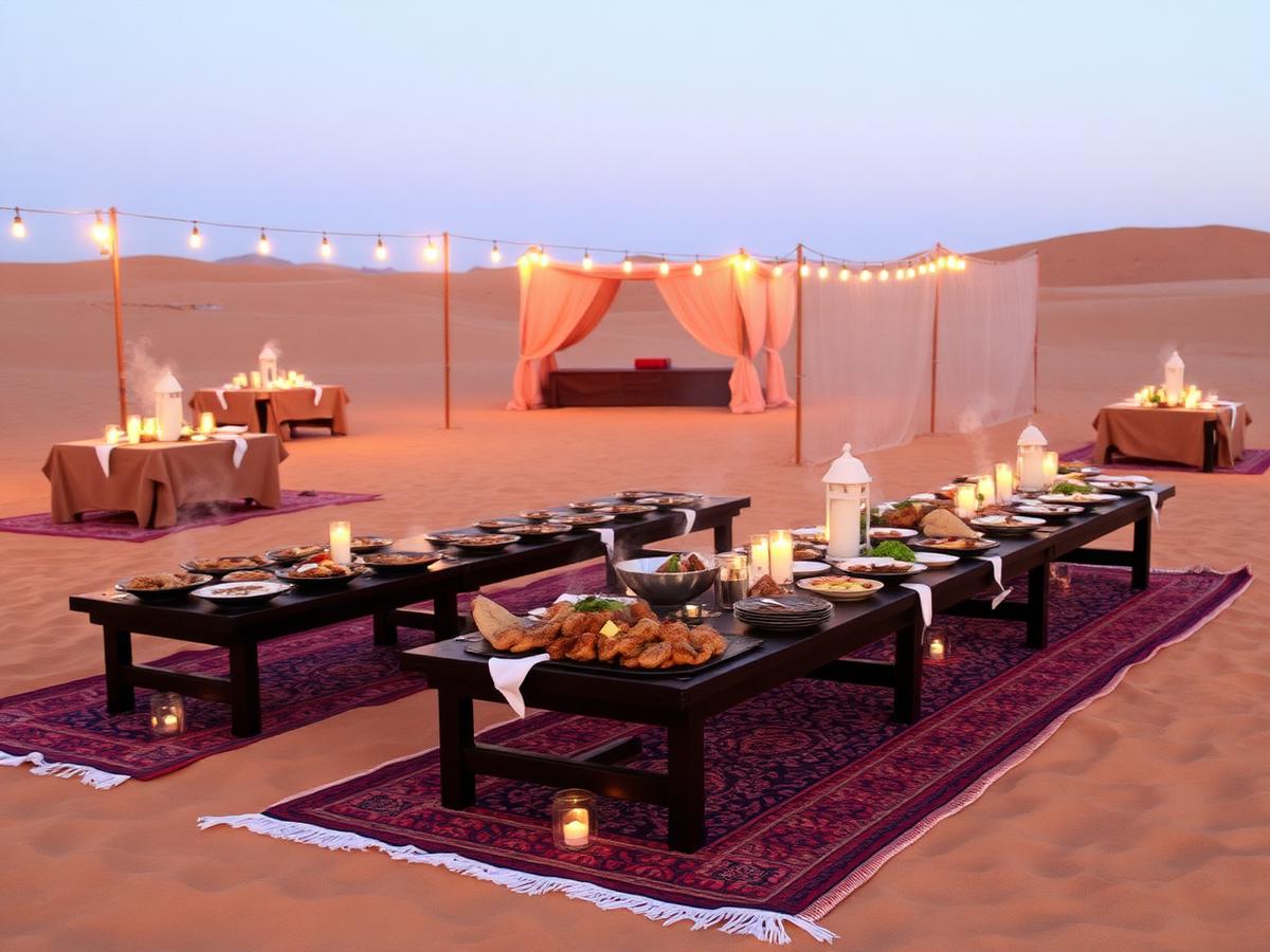 Arabian BBQ dinner served at the desert camp